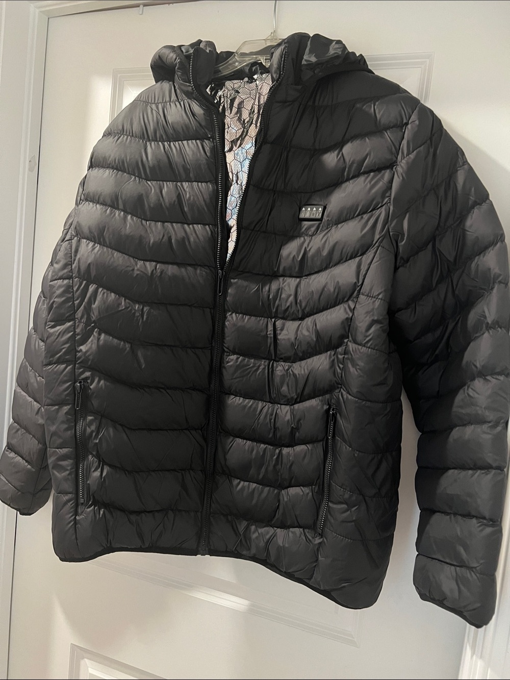 Men's Black Quilted Puffer Jacket with Hood